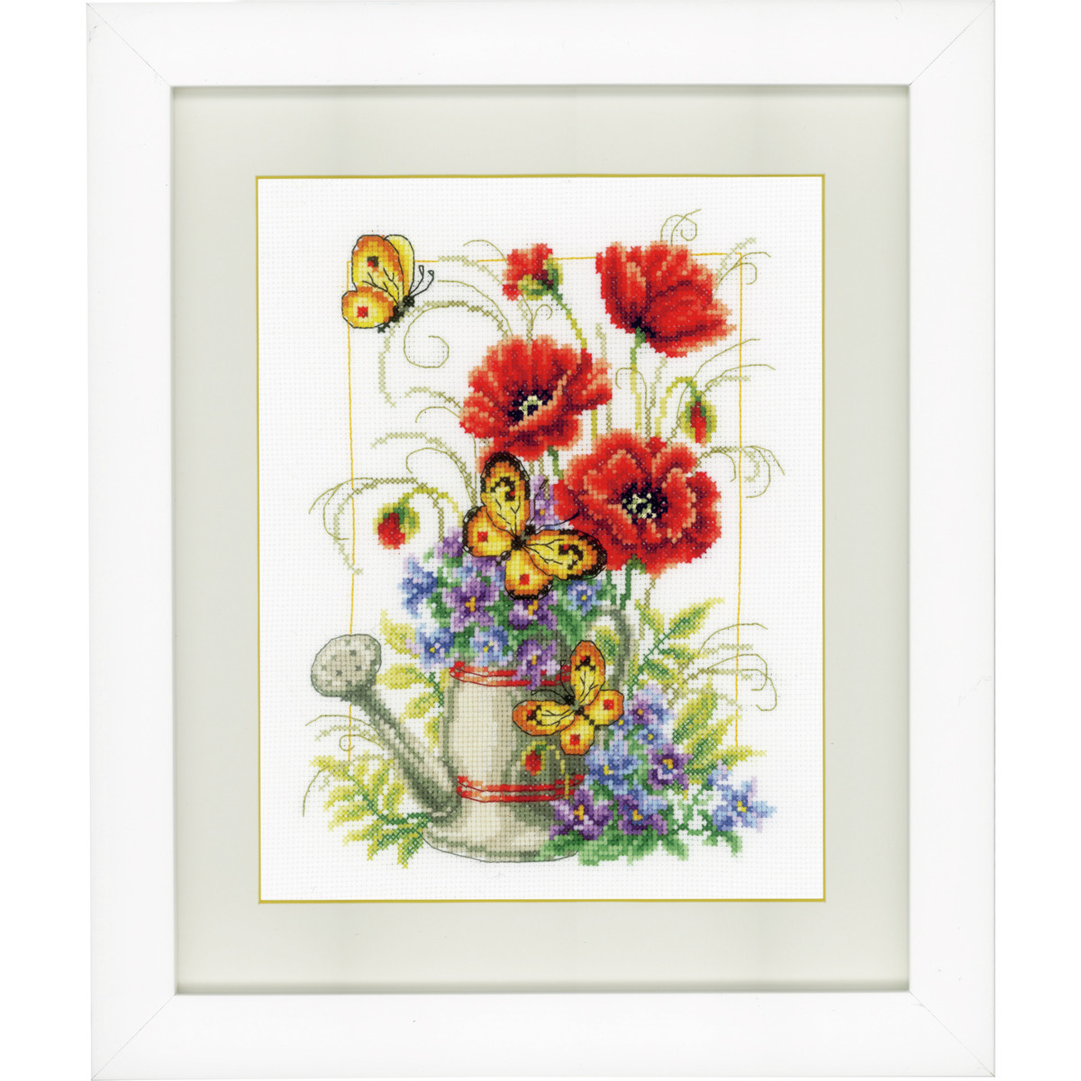Vervaco Watering Can Flowers Cross Stitch Kit